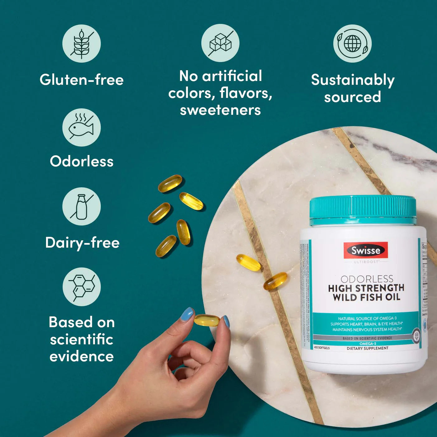 Swisse Ultiboost Odourless High Strength Wild Fish Oil 200 Capsules